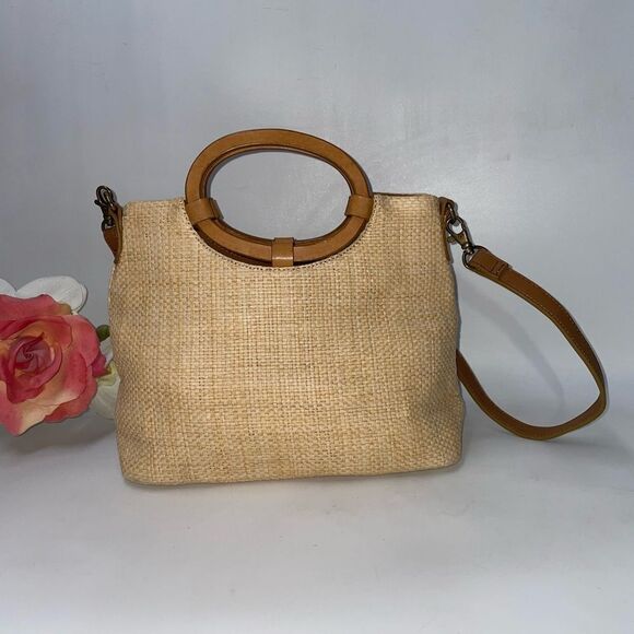 Fossil Straw Leather Trim Handbag - Picture 2 of 10